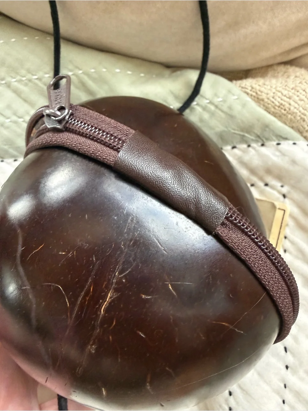 NWT WAYAN Coconut Shell Crossbody Coco Bag Handmade Boho Batik Artisan Purse